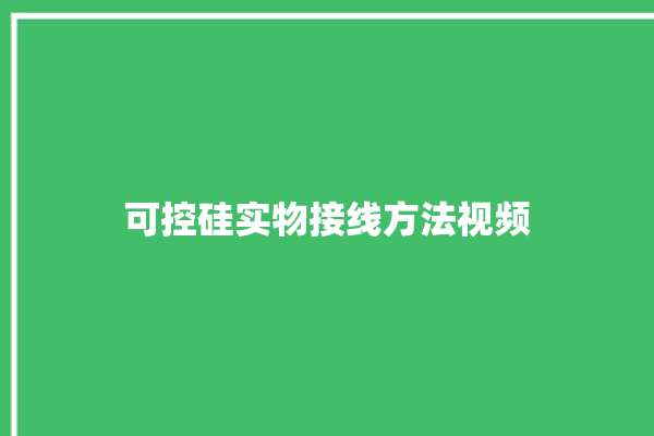 可控硅实物接线方法视频