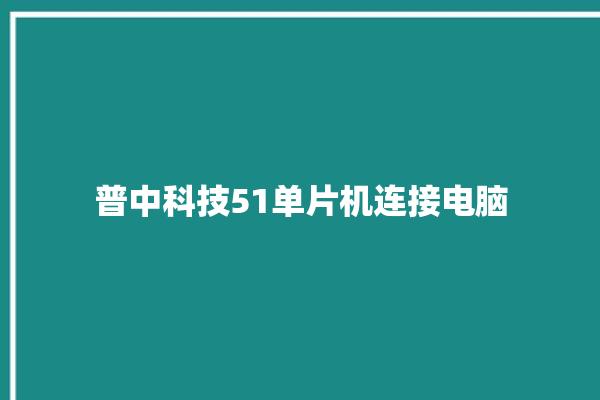 普中科技51单片机连接电脑