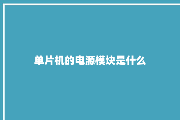 单片机的电源模块是什么