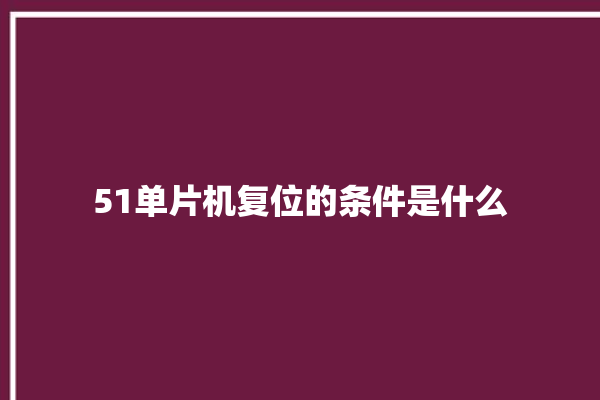 51单片机复位的条件是什么