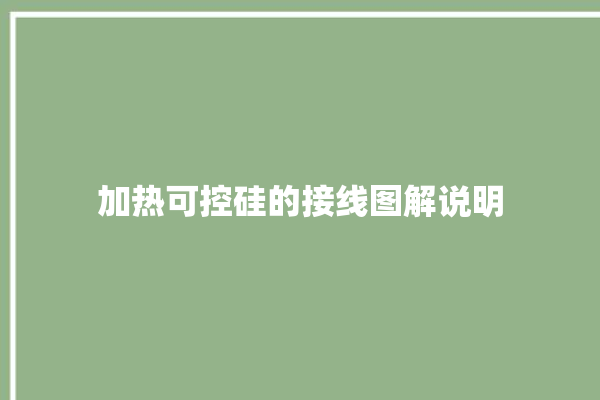 加热可控硅的接线图解说明