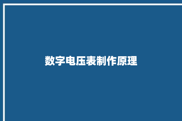 数字电压表制作原理