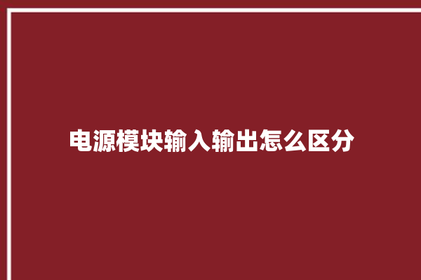 电源模块输入输出怎么区分