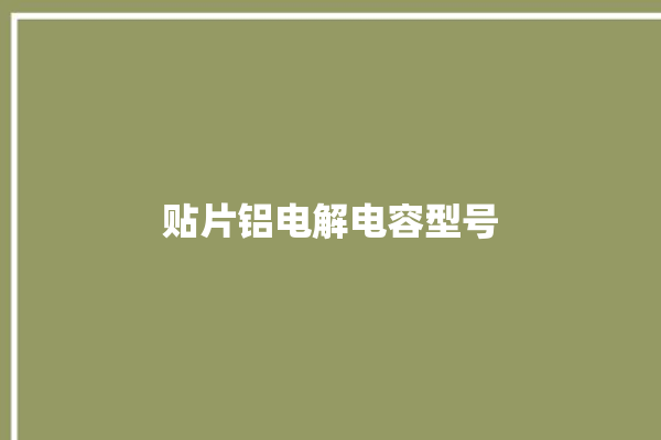 贴片铝电解电容型号