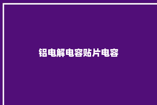 铝电解电容贴片电容