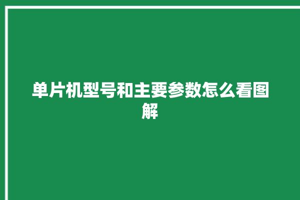 单片机型号和主要参数怎么看图解