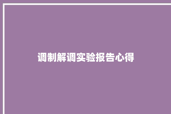 调制解调实验报告心得