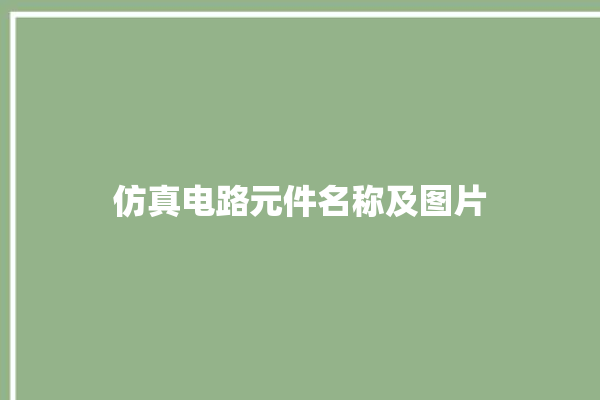 仿真电路元件名称及图片