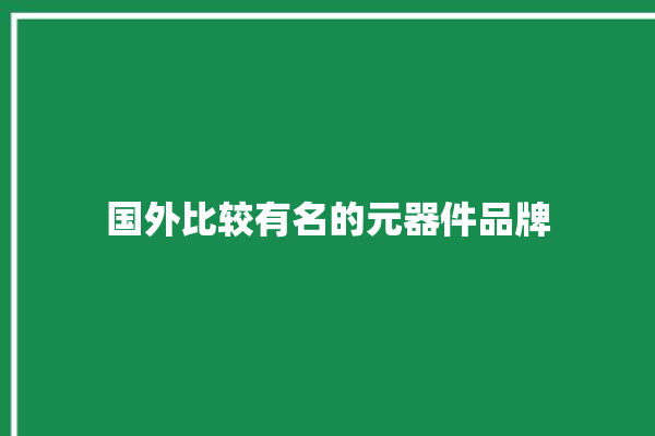 国外比较有名的元器件品牌