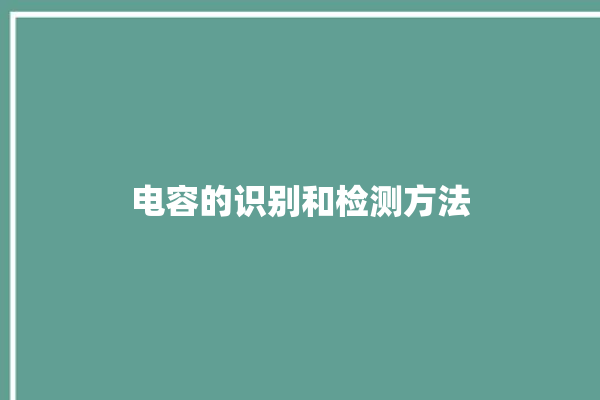 电容的识别和检测方法