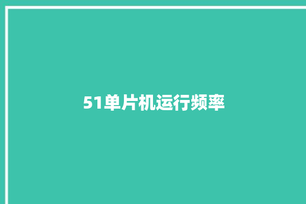 51单片机运行频率