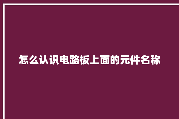 怎么认识电路板上面的元件名称