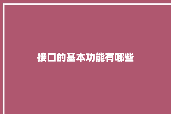 接口的基本功能有哪些