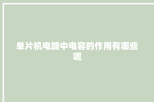 单片机电路中电容的作用有哪些呢