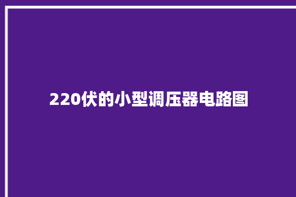 220伏的小型调压器电路图