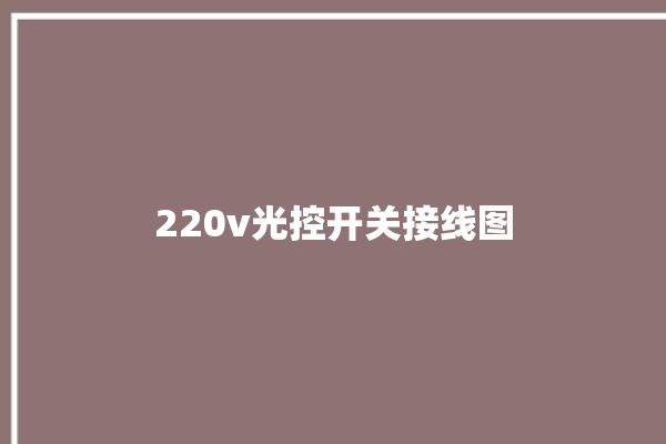 220v光控开关接线图