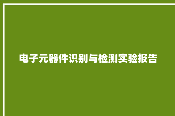 电子元器件识别与检测实验报告