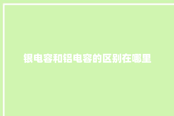 银电容和铝电容的区别在哪里