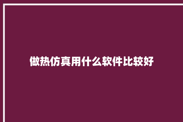 做热仿真用什么软件比较好