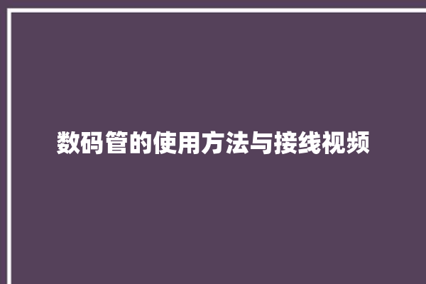 数码管的使用方法与接线视频