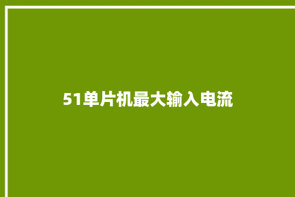 51单片机最大输入电流