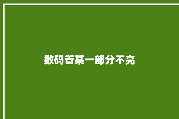 数码管某一部分不亮