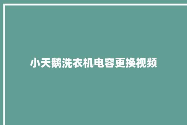 小天鹅洗衣机电容更换视频