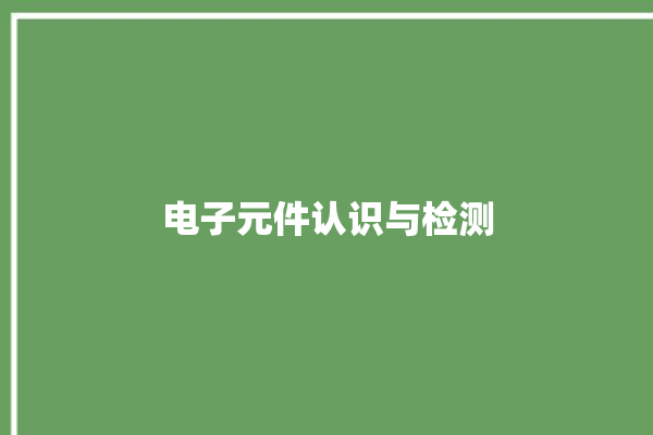 电子元件认识与检测