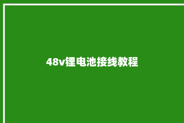 48v锂电池接线教程