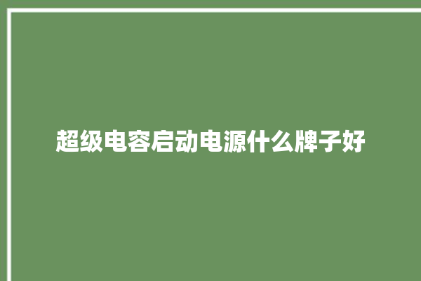 超级电容启动电源什么牌子好