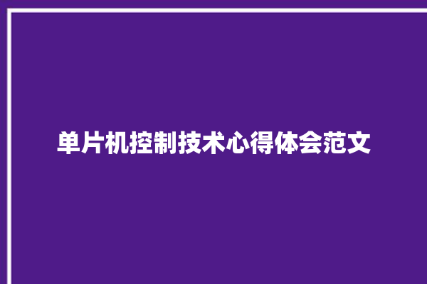 单片机控制技术心得体会范文