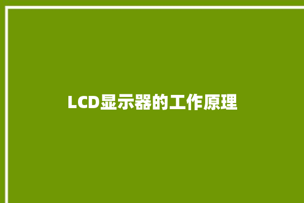 LCD显示器的工作原理