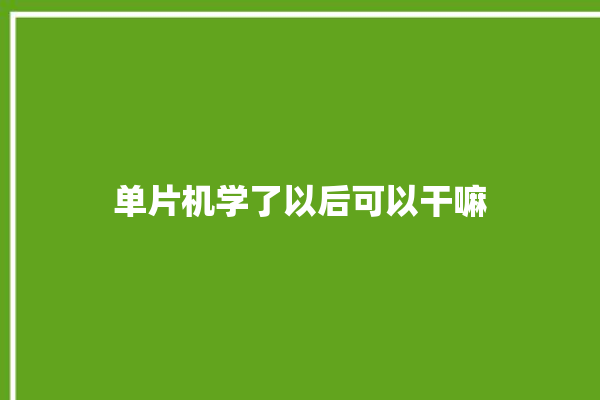 单片机学了以后可以干嘛