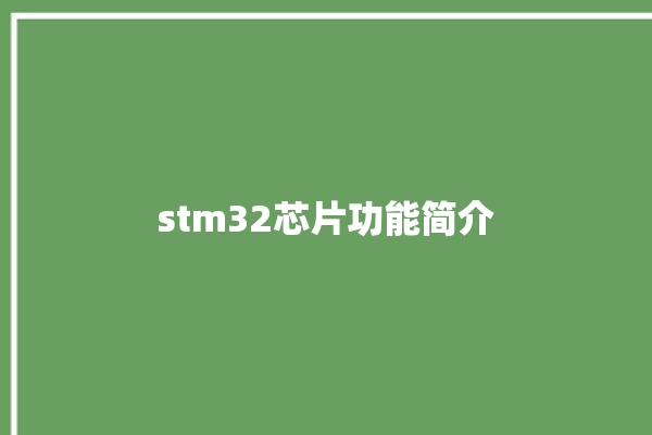 stm32芯片功能简介