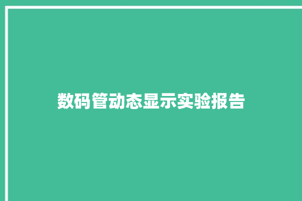 数码管动态显示实验报告