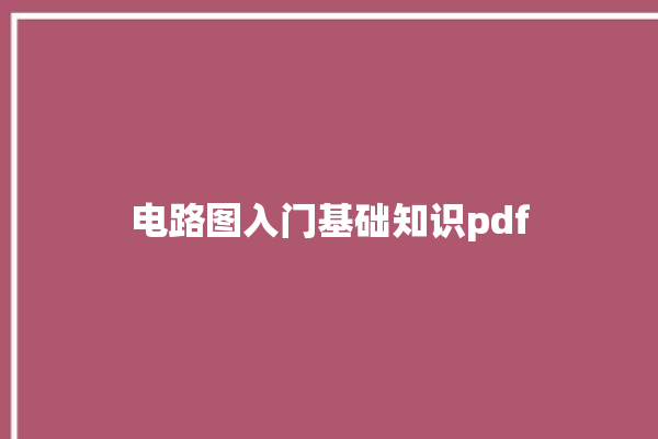 电路图入门基础知识pdf