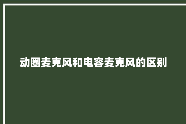 动圈麦克风和电容麦克风的区别