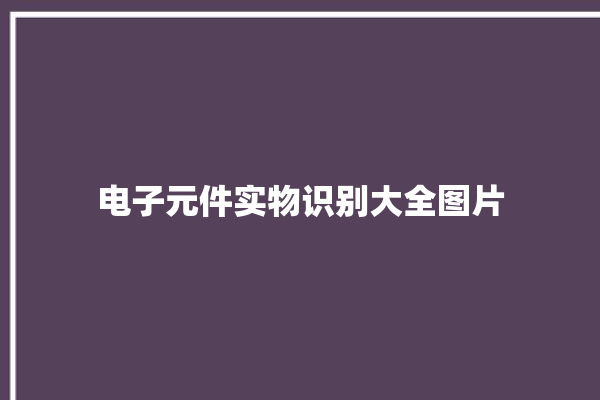 电子元件实物识别大全图片