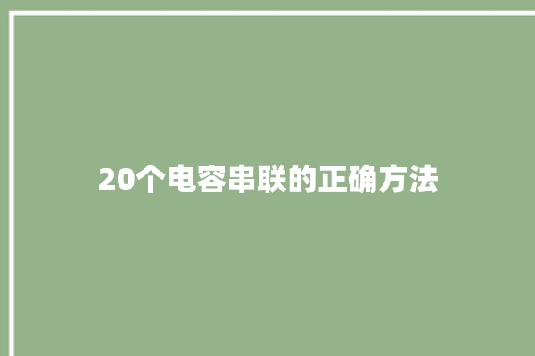 20个电容串联的正确方法