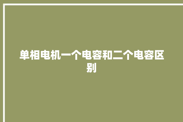 单相电机一个电容和二个电容区别