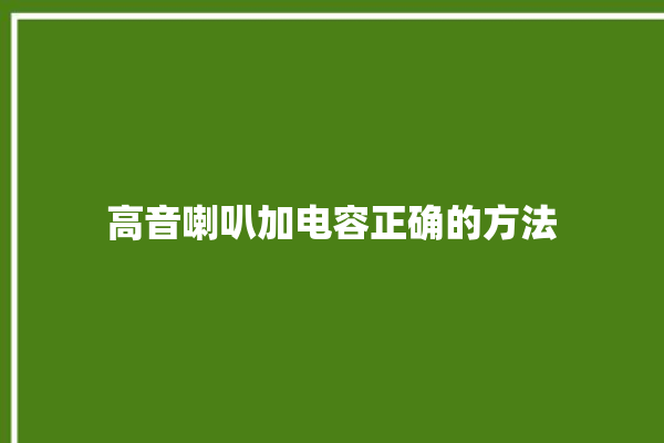 高音喇叭加电容正确的方法