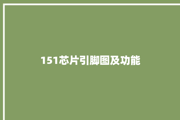 151芯片引脚图及功能