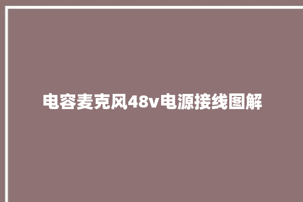 电容麦克风48v电源接线图解