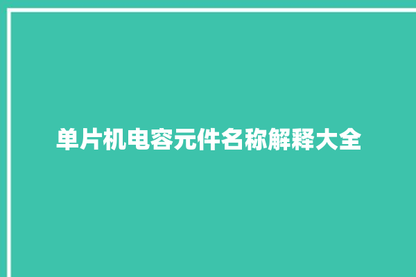 单片机电容元件名称解释大全