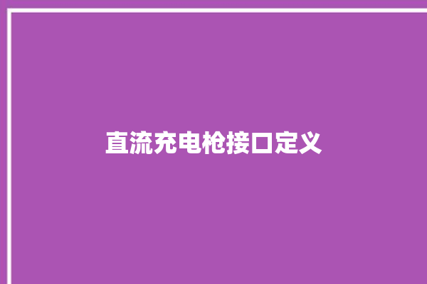 直流充电枪接口定义