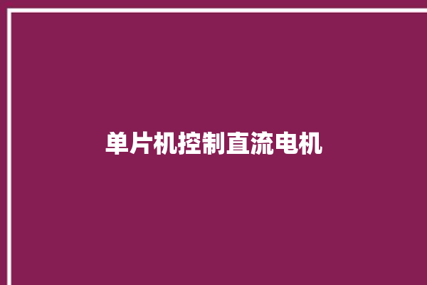 单片机控制直流电机