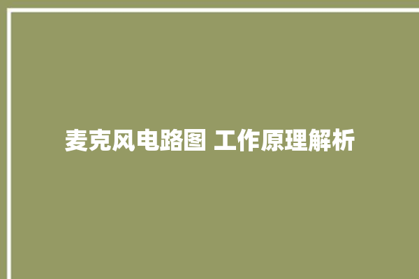 麦克风电路图 工作原理解析