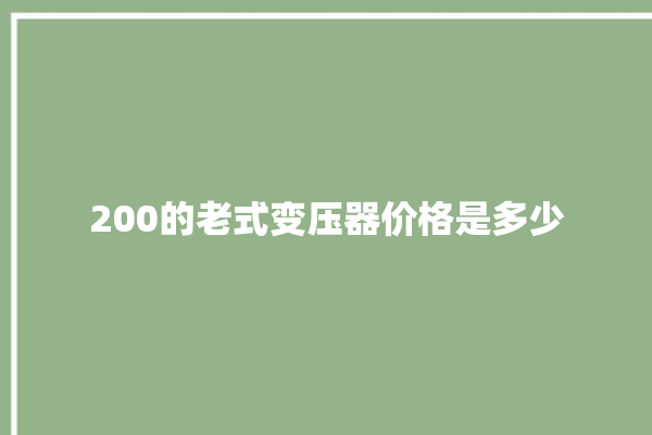 200的老式变压器价格是多少