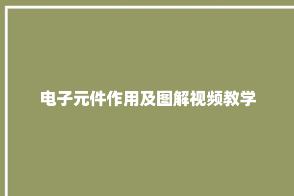 电子元件作用及图解视频教学