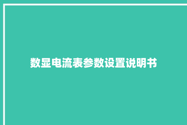 数显电流表参数设置说明书